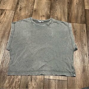 Zara Washed Grey Cotton Cropped Boxy Sleeveless Muscle Tee Streetwear Grunge M